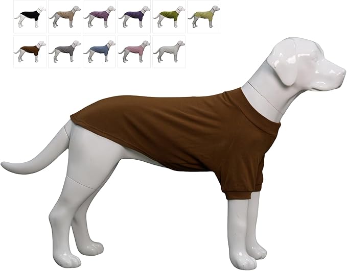 Lovelonglong Ribbed Dog T-Shirt Cotton Knitted Dog Sweaters for All Season Pet T-Shirts for Large Medium Small Dogs Coffee M