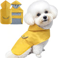 Dog Raincoat Dogs Rain Jacket Reflective Poncho Rainwear Waterproof Pet Clothes Warm Lined Pocket Hooded Leash Hole Adjustable Small Medium Dogs,Yellow,L,Back Length 12.0 Inch