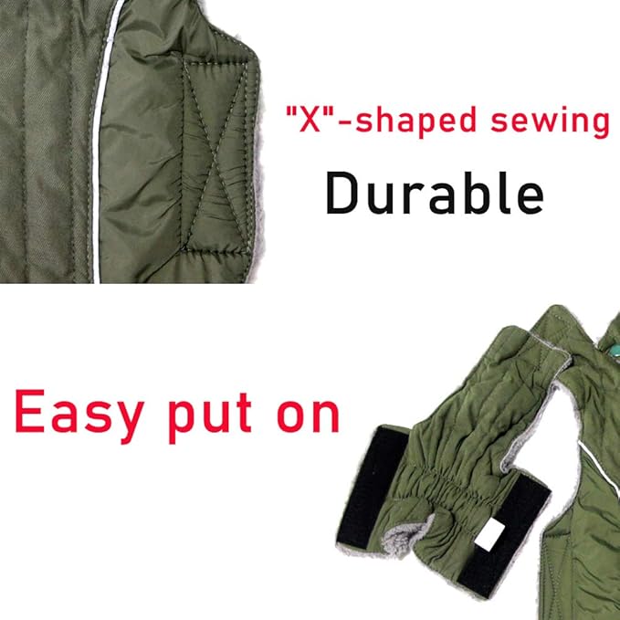 Fleece Dog Hoodie for Large Dogs Super Warm Doggie Jacket for Cold Winter Dog Coats,Green XL