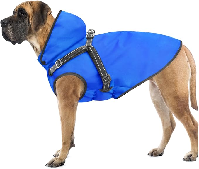 Mosucoirl Dog Raincoat Waterproof Dog Hoodie Reflective Doggie Raincoat Hooded Adjustable Rain Jacket for Small Medium Large Dogs Puppies Doggie Black Red Yellow Green (Blue, S)