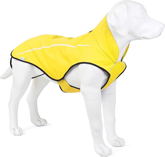 Mile High Life Dog Raincoat, Adjustable Waterproof Reflective Rain Jacket for Small Medium Large Dogs, Lightweight Breathable Pet Rain Coat with Leash Hole(Yellow,L Chest 32-40")
