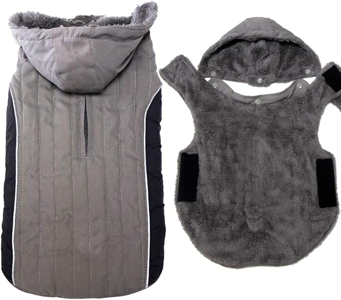 Fleece Dog Hoodie for Small Dogs Super Warm Puppy Jacket for Cold Winter Dog Coats,Grey S