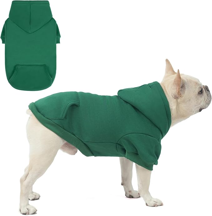 SCENEREAL Dog Hoodie Sweaters for Small Medium Large Size Dogs, Fleece Dog Sweatshirt with Hat and Pocket,Soft Cold Winter All Weather Dog Clothes for S to XL Sized Dogs, Green M