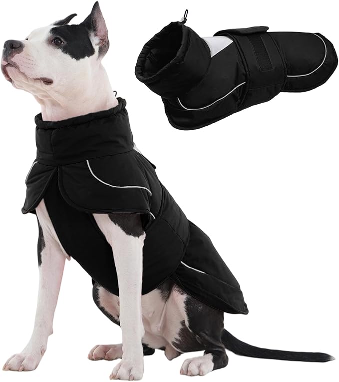 Kuoser Dog Coat, Dog Jackets for Small Dogs, Winter Reflective Puppy Puffer Jacket, Waterproof Dogs Snowsuit with Fleece Lining, Turtleneck Pet Vest Apparel for Cold Weather