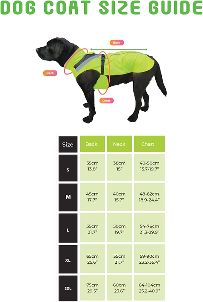 Dog Rain Coat - Waterproof, Reflective, Bright Yellow with Harness Hole (2XL, Yellow)