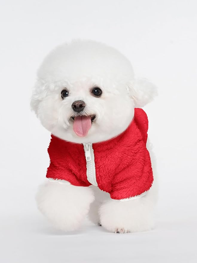 Haloumoning Dogs Fleece Winter Coats Jackets for Small and Medium Dogs Thick Full Zip Sherpa Turtleneck Puppy Jackets