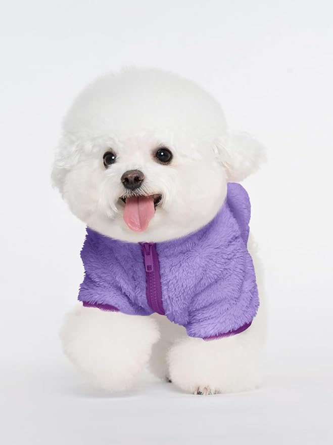 Haloumoning Dogs Fleece Winter Coats Jackets for Small and Medium Dogs Thick Full Zip Sherpa Turtleneck Puppy Jackets