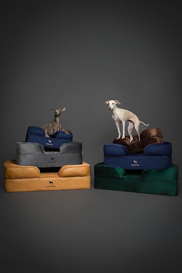 NOAH & PAW Large Dog Bed, 35x25x11 Inch, Orthopedic Dog Beds, Eggshell Memory Foam Infused with Cooling Gel, Inner Cover, Waterproof, Machine Washable (Faux Leather Sofa Collection)