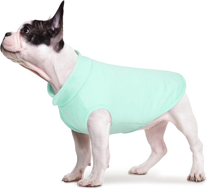FUAMEY Dog Fleece Vest for Small Dogs,Warm Stretchy Dog Sweatshirts Pullover with Leash Hole Dogs Sweater Soft Pet Turtleneck Cozy Pet Vest Lightweight Sleeveless Blue S