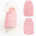 Mihachi Turtleneck Dog Sweater - Winter Coat Apparel Classic Cable Knit Clothes with Leash Hole for Cold Weather, Ideal Gift for Pet in New Year