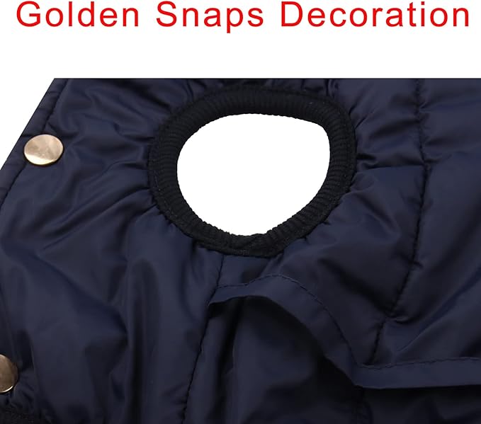 Fleece Lined Warm Dog Jacket for Winter Cold Weather,Soft Windproof Large Dog Coat,Blue XXXL