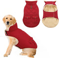 ASENKU Warm Dog Winter Coat, Waterproof Dog Coat for Cold Weather, Fleece Dogs Jacket with Ultra Thick Plush Lining Leash Hole Storage Pockets for Large Dogs (Red, Large)