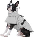 FUAMEY Dog Cold Weather Coats,Dog Winter Jackets for Medium Dogs Warm Dogs Coat with Reflective Strips Waterproof Pet Snowsuit Thick Paded Pets Vest for Boston Terrier French Bulldog Grey M