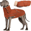 ASENKU Warm Dog Coat, Waterproof Dog Jackets for Large Dogs with Reflective Fleece Vest Turtleneck with Button,Windproof Cold Weather Coats for Small Medium Large Dogs, Red Brown, 3XL