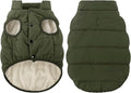 ASENKU Windproof Dog Winter Coat Waterproof Fleece Jacket Cold Weather Pet Apparel for Small Medium Large Dogs (ArmyGreen, M)