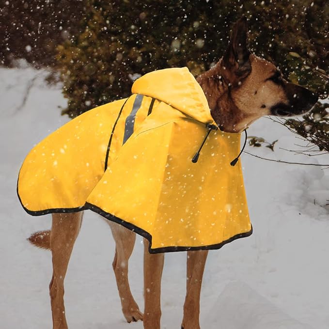 Candofly Dog Raincoat, Waterproof Dog Coat Hooded Pet Rain Jacket Lightweight Reflective Puppy Poncho Slicker with Leash Hole for Dog Walking (Small, Yellow)
