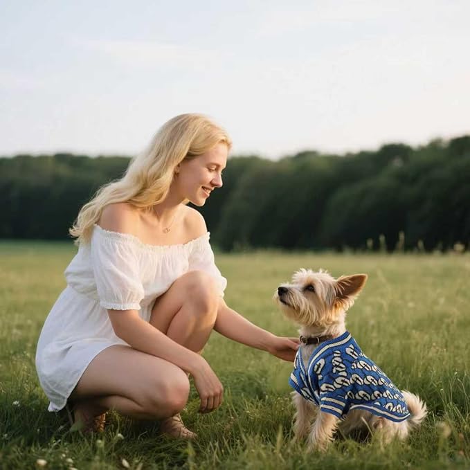 Pet Sweaters for Dogs Boys and Girls, Dynamic Letter Patterned Dog Sweater,Dog Cardigan,Pet Clothes,Pet Knitted Clothing,Fit for Different Seasons and Kinds of Dogs(Blue 3XL)