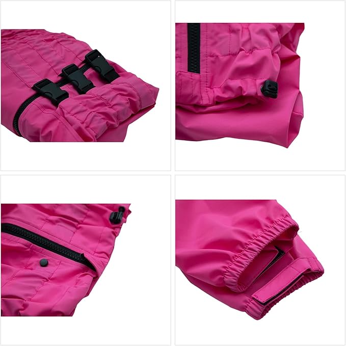 Dogs Waterproof Jacket, Lightweight Waterproof Jacket Reflective Safety Dog Raincoat Windproof Snow-Proof Dog Vest for Small Medium Large Dogs Rosered XXL