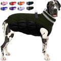 AOFITEE Dog Coat, Warm Dog Winter Coat for Large Dogs, Reflective Turtleneck Dogs Jacket with Harness Built in, Waterproof Windproof Pet Puffer Jacket Fleece Vest for Cold Weather, Green XXXL