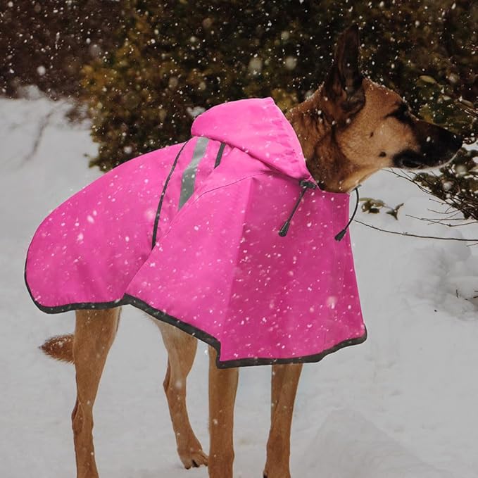 Candofly Reflective Dog Raincoat - Waterproof Dog Rain Jacket with Leash Hole, Hooded Ponch Rain Coat for Dogs (Pink, Large)