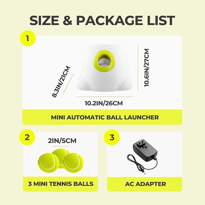 AFP Automatic Ball Launcher for Dogs Interactive Puppy Pet Ball Indoor Thrower Fetch Machine, 3 Balls Included (2 inch) for Small to Medium Dogs