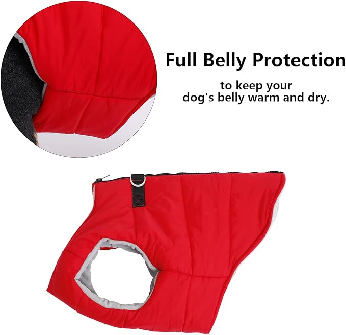Geyecete Dog Bulldog Clothes Dog Cotton Padded Coat Thick Winter Warm Vest Waistcoat Cold Weather Jacket Clothing for French Bulldog Coat-Red-S