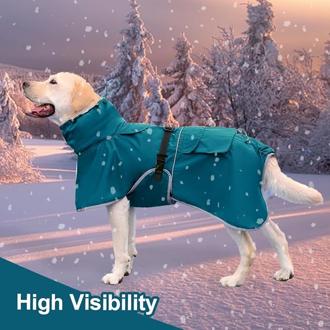 Waterproof Dog Raincoat Hooded Slicker Poncho Raincoat for Medium Large Dogs, Adjustable Dog Rain Coat Jacket(Blue, 6XL)