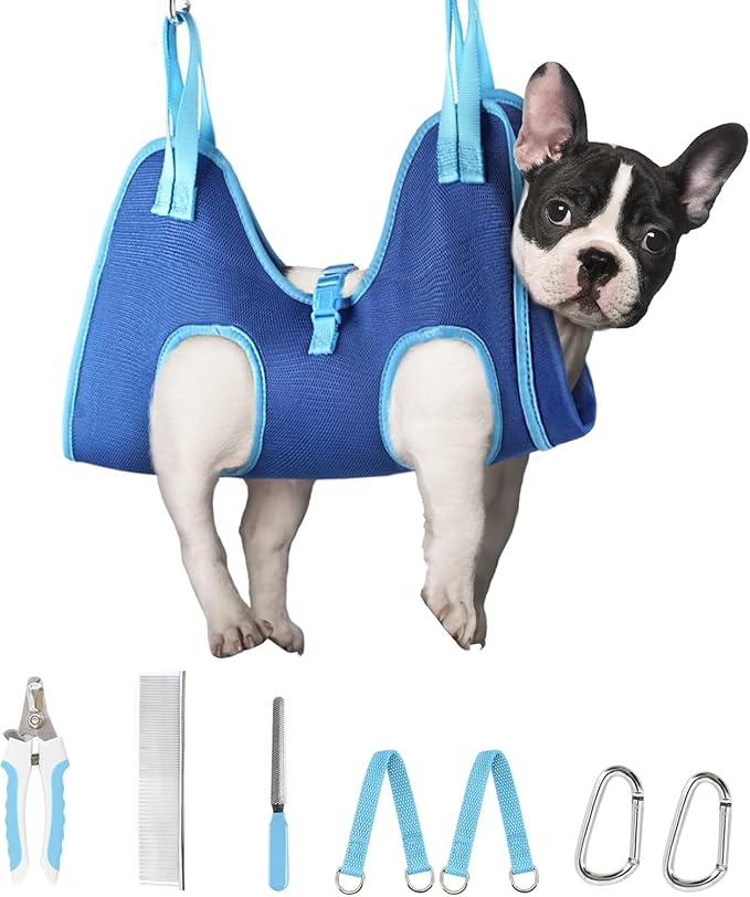 Supet Dog Grooming Hammock, Dog Hanging Harness for Nail Trimming Doorframe, Pet Holder Restraint for Clipping Nails, Pet Hoist Sling for Cutting Nails, Ear & Eye Cleaning, Medicine at Home (M)