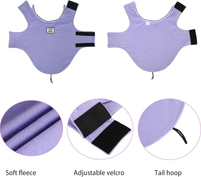 Fleece Dog Coat Winter Pet Jacket Reflective for Cold Weather for Large Medium Small Dogs(Purple,3XL)
