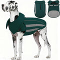 IECOii 5XL Waterproof Dog Jacket - Thermal Fleece Lining & Reflective Coats for Cold Weather, Adjustable Great Dane Winter Coat for Camping, Hiking, Green, Sizes XXXXXL