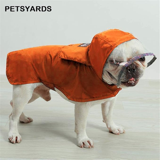 Pet Raincoat Packable Hooded Dog Rain Jacket Reflective Strips Lightweight Adjustable Poncho for Small Medium Large Dogs Orange XX 3XL (Back:28 Inches)