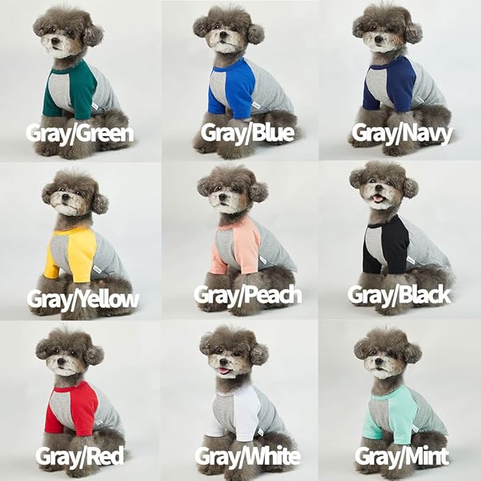 Dog Shirt for Small and Large Dogs Raglan Cotton T-Shirts Soft Breathable Dog Shirts pet Clothes Gray Series (3X-Large, Gray/Yellow)
