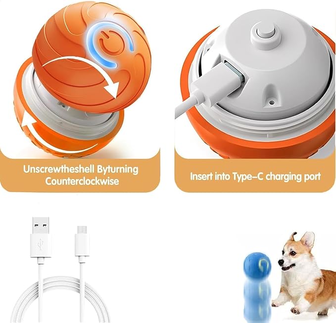 2PCS Duarspin Dog Ball, Shaky Balls Toy for Dogs, Interactive Dog BallToys, Fun Automatic MovingBall, Vibrating Ball Pet Bouncing BallToy, Duar Spin Dogs Balls That Moves on Its Own (Blue+Orange)