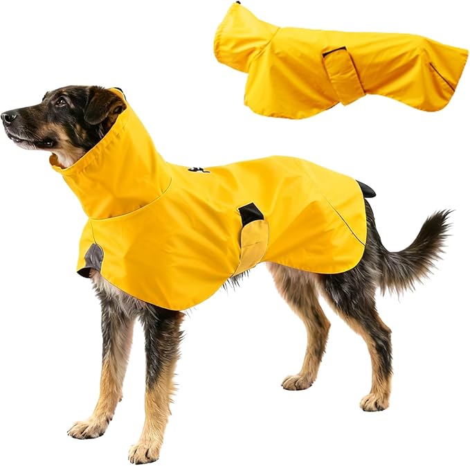 Dog Water-Repellent Raincoat Jacket, Lightweight Reflective Waterproof Clothes for Small Medium Large Dogs, Outdoor for Fall & Spring (Yellow, XS)
