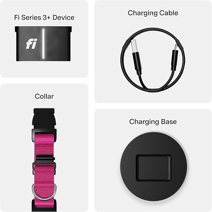 New Fi Series 3+ Smart Dog Tracker Collar – AI GPS for Dogs, Health & Behavior Monitor, Virtual Fence, Escape Alerts, Waterproof, Apple Watch Compatible 12Mo Membership Included