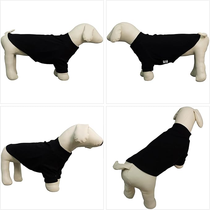Lovelonglong Ribbed Dog T-Shirt Cotton Knitted Dog Sweaters for All Season Pet T-Shirts for Large Medium Small Dogs Black M