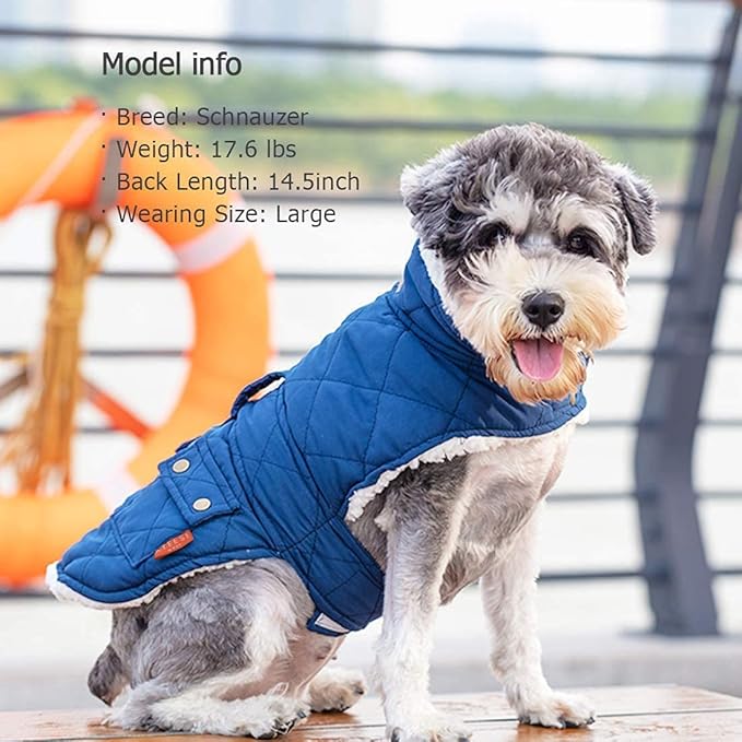 KYEESE Dog Coat Waterproof Dogs Jacket with Fleece Lined Windproof Dog Coats for Small Dogs Thick Cat Clothes with Pocket Soft Pet Sweater for Cold Weather Warm Pet Winter Puffer Coat with Leash Hole