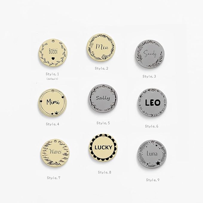 Cat Dog ID Tags Personalized 9 Corolla Styles Flower Wreath to Choose for Large Pets Collar Accessories Brass Copper Engraved Custom on Both Side