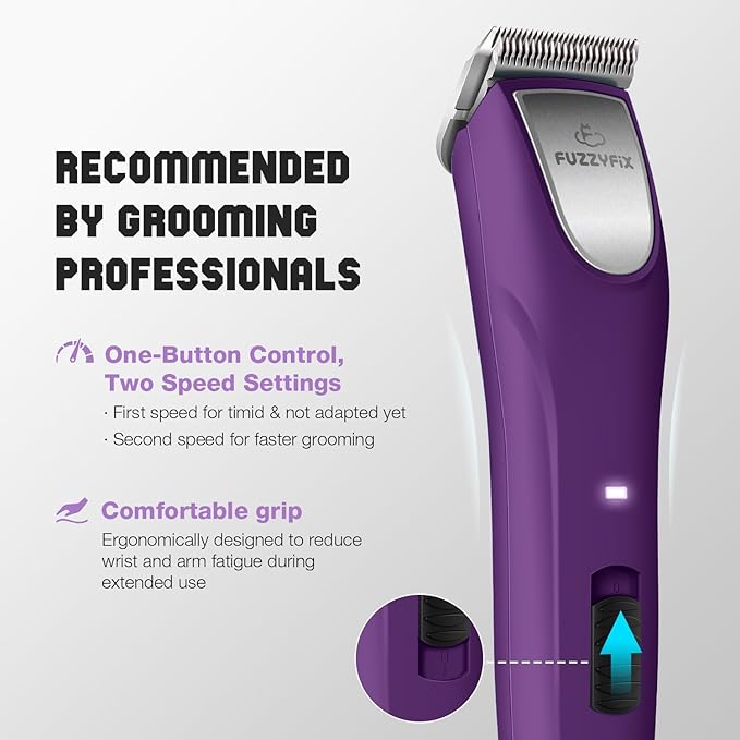 Professional Dog Clippers for Grooming - 2 Speed Detachable Blade Pet Grooming Kit for Thick Curly Matted Coats - Low Noise Heavy Duty Cordless Hair Trimmer for Animal Pet Horse