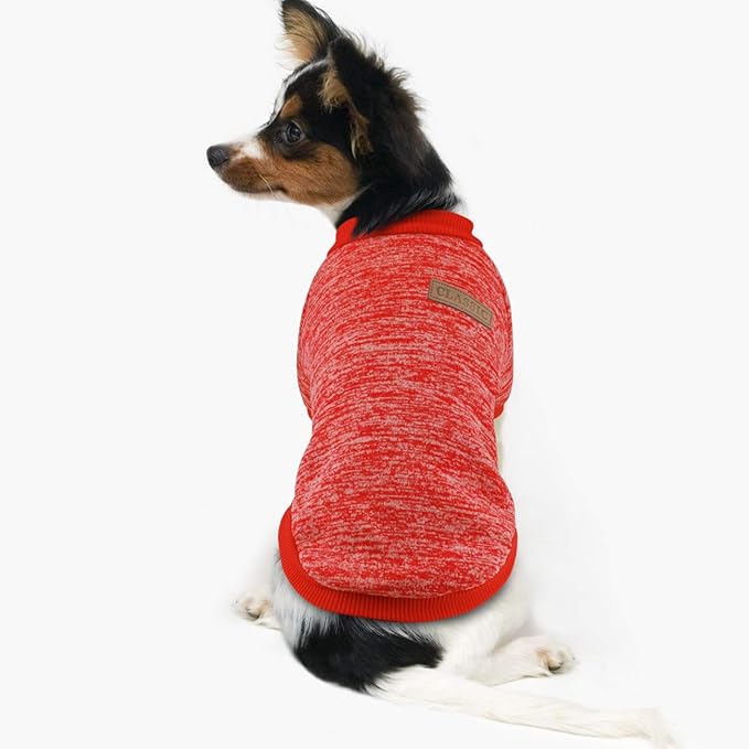 Idepet Pet Dog Classic Knitwear Sweater Fleece Coat Soft Thickening Warm Pup Dogs Shirt Winter Pet Dog Cat Clothes Puppy Customes Clothing for Small Dogs(XXL,Orange Red)