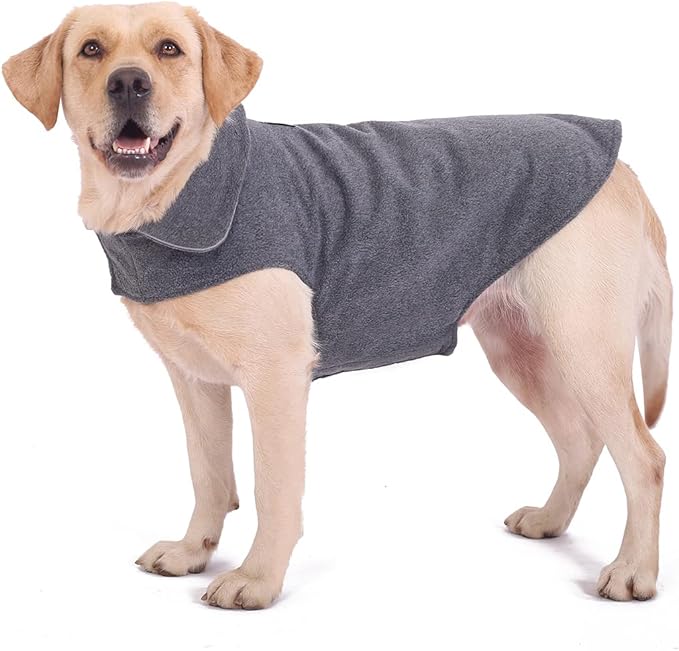 Fleece Dog Coat Pet Jacket Reflective for Cold Weather for Extra Large to Small Pets(Grey,M)