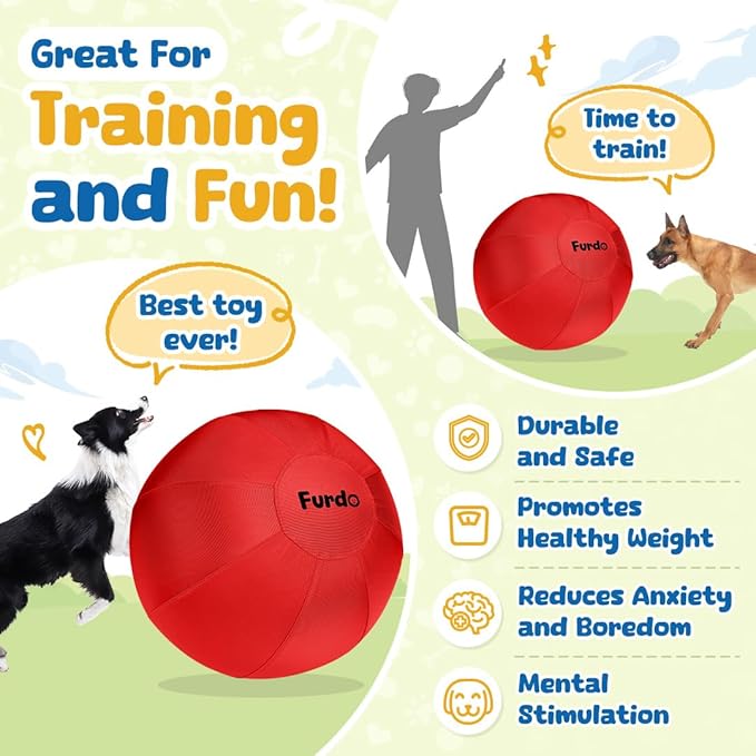 25" Herding Ball for Dogs, for Australian Shepherd, for Cattle, for Border Collie, for Blue Heelers & Medium to Large Dogs,Horse, Herding Dog Ball, Herding Toys - Red