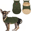 ASENKU Warm Dog Winter Coat, Waterproof Dog Coat for Cold Weather, Fleece Dogs Jacket with Ultra Thick Plush Lining Leash Hole Storage Pockets for Small Dogs (Green, X-Small)
