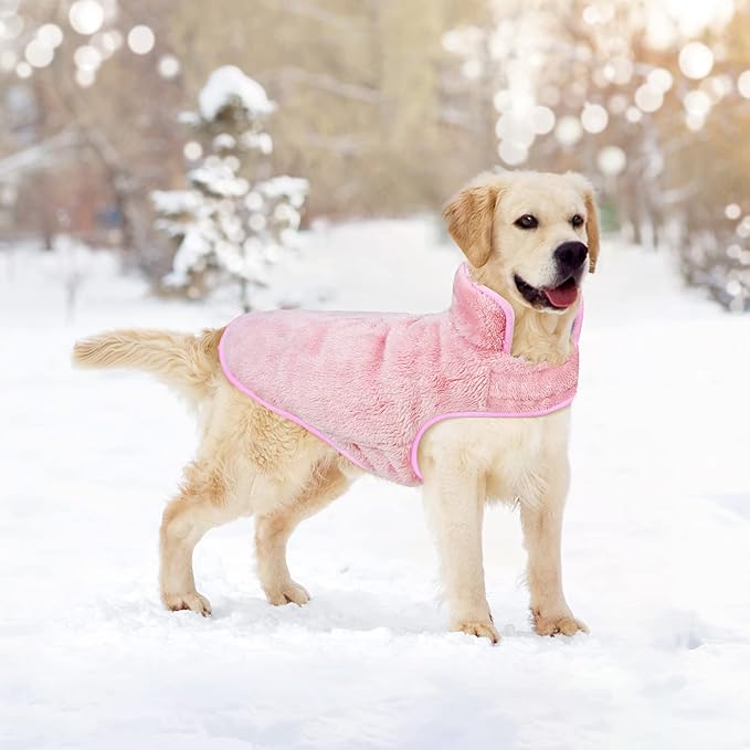 Malier Dog Winter Coat, Reversible Fleece Dog Cold Weather Coats, Windproof Warm Snow Puppy Jacket Vest Pet Clothes for Small Medium Large Dogs (Pink, Medium)
