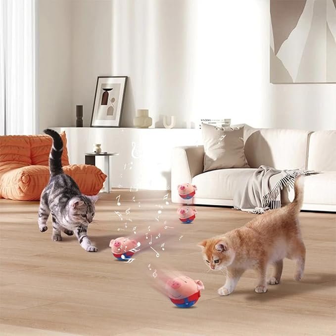 Dog Toys for Small Large Dogs,Puppy Toys to Keep Them Busy,Moving Interactive Squeaky Dog Toy,Active Moving Pet Plush Toy,Small Dog Toys (Red Pig+Blue Pig)