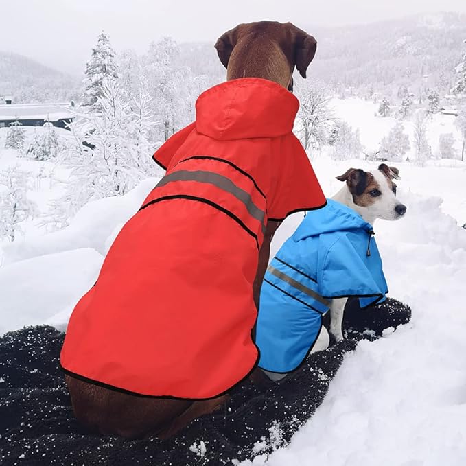 Candofly Dog Raincoat Hooded Poncho - Adjustable Waterproof Dog Rain Jacket Lightweight Reflective Dog Rain Coat Pet Slicker for Small Medium Large Dogs (X-Large, Sky Blue)