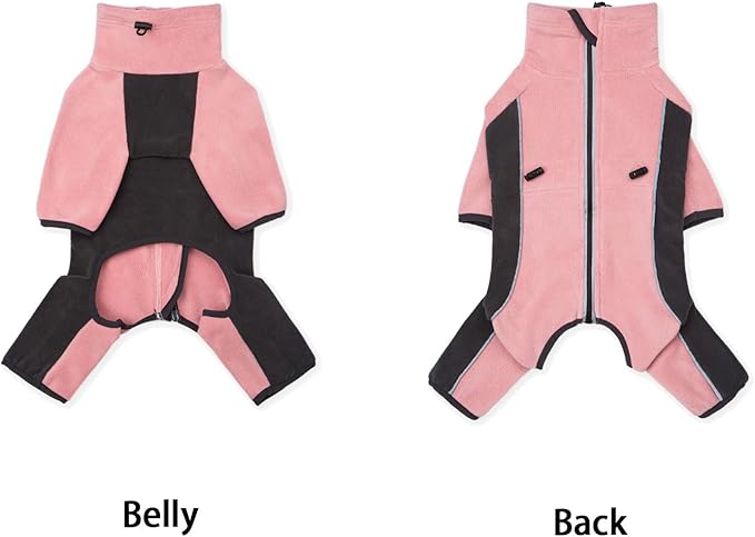 Fleece Dog Coat for Small Medium Dog,Pullover Pajamas Jumpsuit Bodysuit Puppy Coats with Legs, Pet Windproof Warm Cold Weather Jacket Full Body Vest Cozy Snowsuit Outfit Clothes (Pink, S)