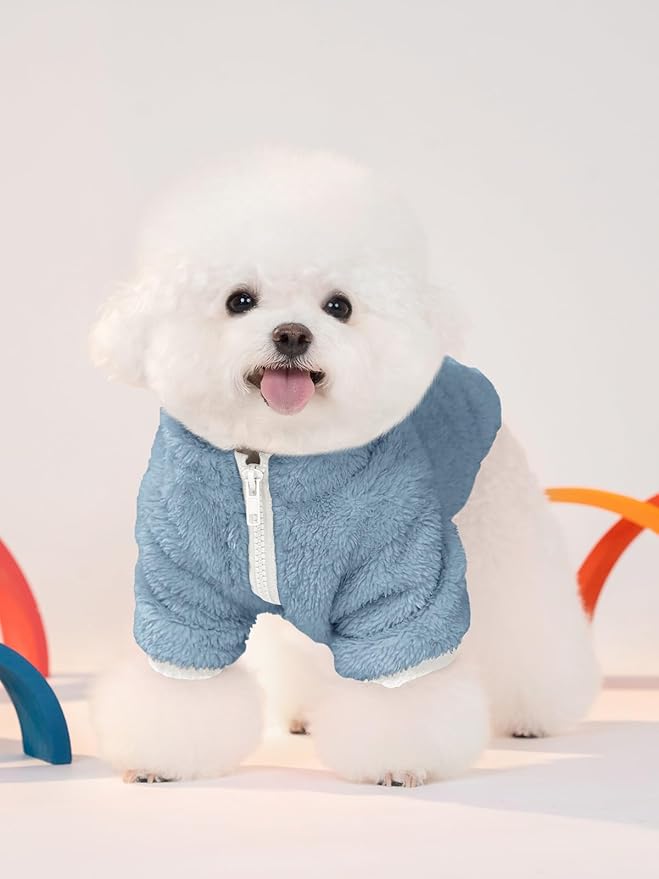 Haloumoning Dogs Fleece Winter Coats Jackets for Small and Medium Dogs Thick Full Zip Sherpa Turtleneck Puppy Jackets
