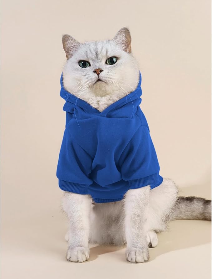 Cat Hoodies for Cats Puppy Pet Clothes Cat Apparel Little Miss Attitude Print Dog Hoodie for Small Medium Dogs Outfits for Kittens(Royal Blue,M)