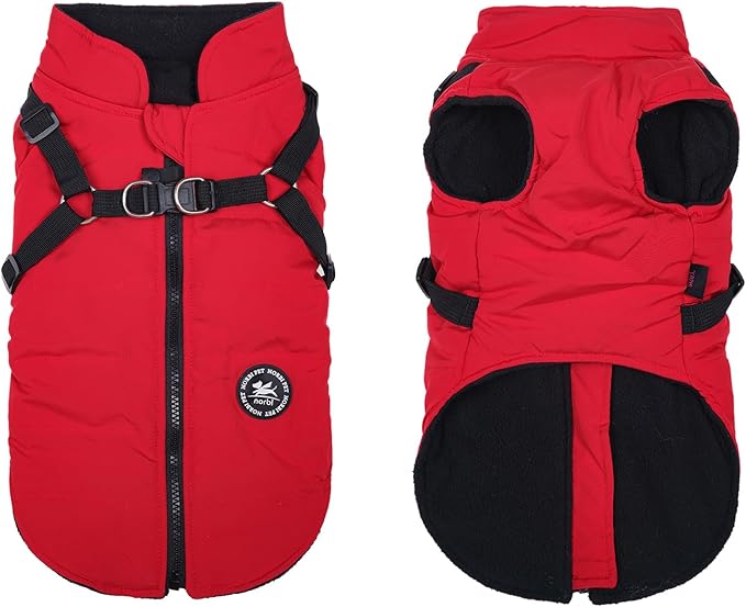 Norbi Winter Dog Jacket with Built-in Harness, Adjustable Warm Coats for Small to Large Dogs, Perfect for Cold Weather